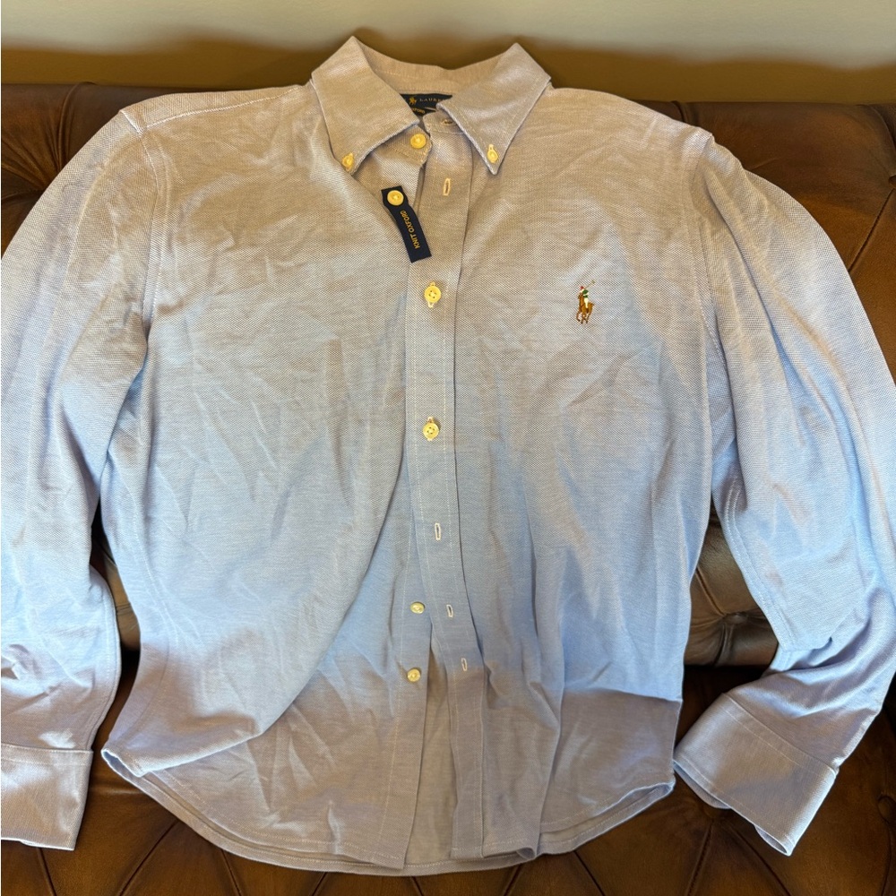 Ralph Lauren Light Blue knit Button Down Shirt
